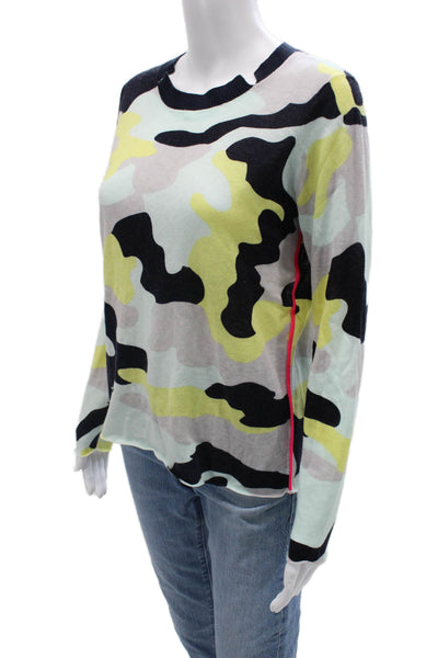 Lisa Todd Unisex Pullover Sweater Black Camo Linen Crewneck Longsleeve Size S