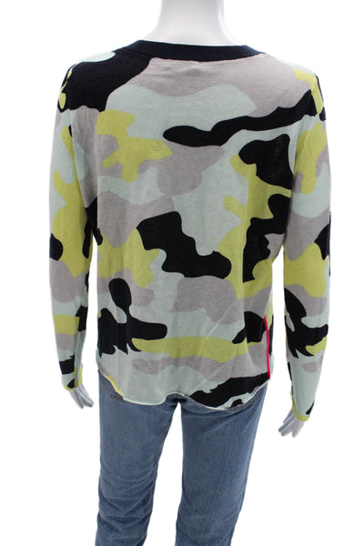 Lisa Todd Unisex Pullover Sweater Black Camo Linen Crewneck Longsleeve Size S