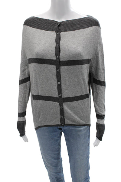 Lululemon Unisex Cardigan Dark Gray Button Long Sleeve Check 100% Cotton Size 6