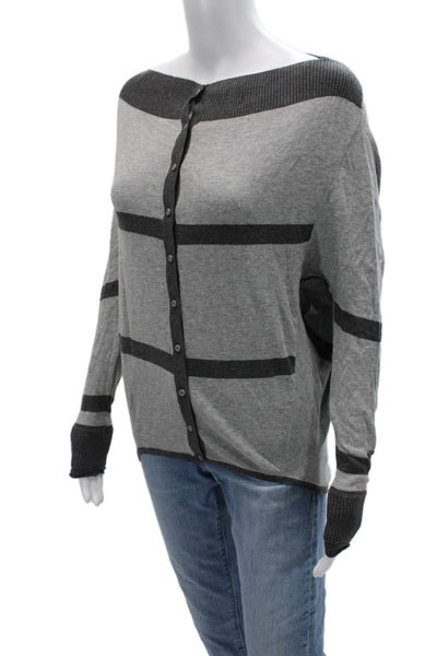 Lululemon Unisex Cardigan Dark Gray Button Long Sleeve Check 100% Cotton Size 6