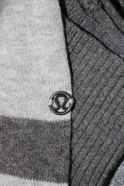 Lululemon Unisex Cardigan Dark Gray Button Long Sleeve Check 100% Cotton Size 6