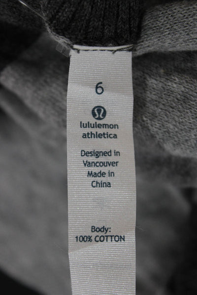 Lululemon Unisex Cardigan Dark Gray Button Long Sleeve Check 100% Cotton Size 6