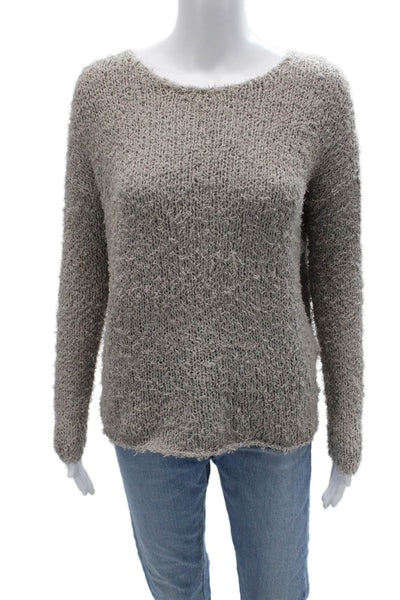 Vince Unisex Pullover Sweater Gray Round Neck Long Sleeve 97% Cotton Size S