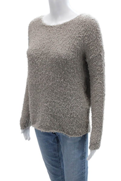 Vince Unisex Pullover Sweater Gray Round Neck Long Sleeve 97% Cotton Size S