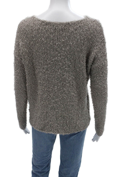 Vince Unisex Pullover Sweater Gray Round Neck Long Sleeve 97% Cotton Size S