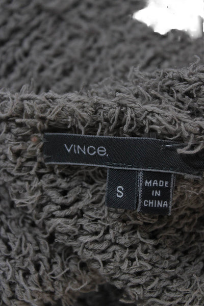 Vince Unisex Pullover Sweater Gray Round Neck Long Sleeve 97% Cotton Size S