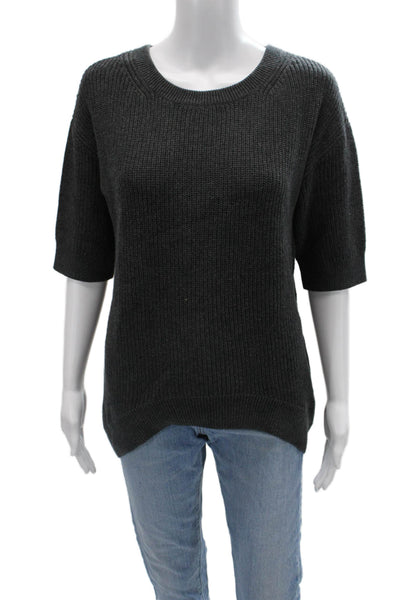 Intermix Unisex Dark Gray Cotton Silk Pullover Sweater Short Sleeve Size S