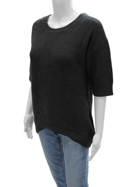 Intermix Unisex Dark Gray Cotton Silk Pullover Sweater Short Sleeve Size S
