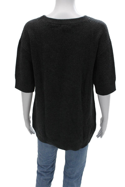 Intermix Unisex Dark Gray Cotton Silk Pullover Sweater Short Sleeve Size S