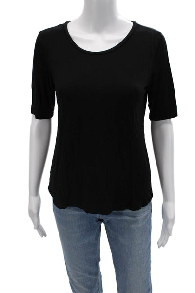 Vince Womens Basic T-Shirt Black Short Sleeve Round Neck 100% Viscose Size S