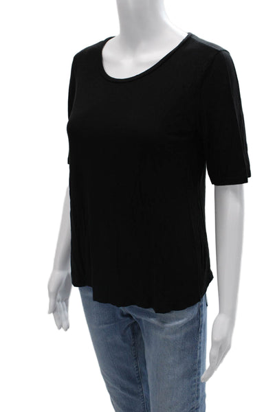 Vince Womens Basic T-Shirt Black Short Sleeve Round Neck 100% Viscose Size S