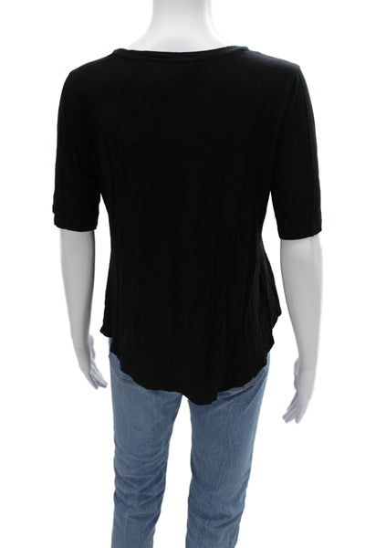 Vince Womens Basic T-Shirt Black Short Sleeve Round Neck 100% Viscose Size S