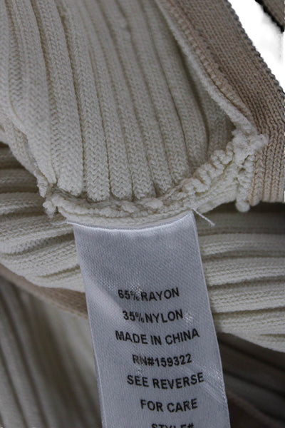 Central Park West Womens Beige Striped Ringer Tank Crewneck Size S