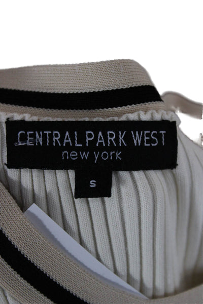 Central Park West Womens Beige Striped Ringer Tank Crewneck Size S
