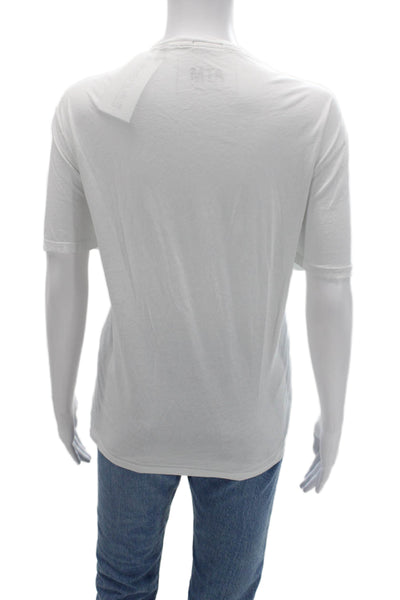 ATM Women Basic White Cotton Crew Neck Short Sleeve T-Shirt Size XL