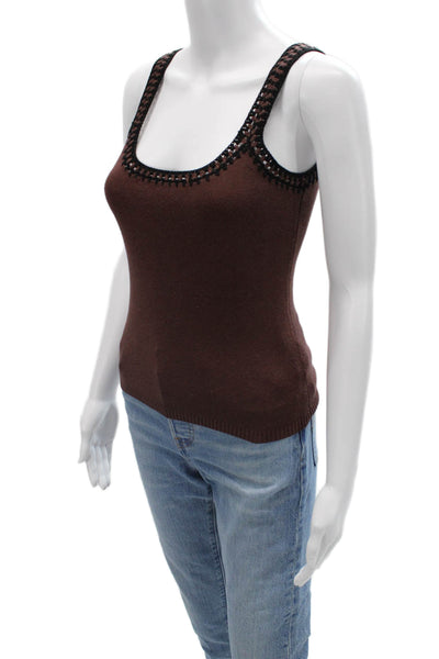 Bella Dahl Womens Camisole Brown Square Neck Linen Viscose Boho Size S