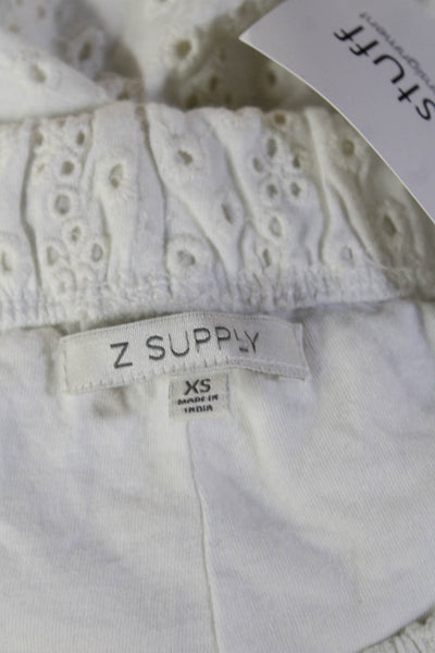 Z Supply Women Cropped White Cotton Drawstring Pants Size XS