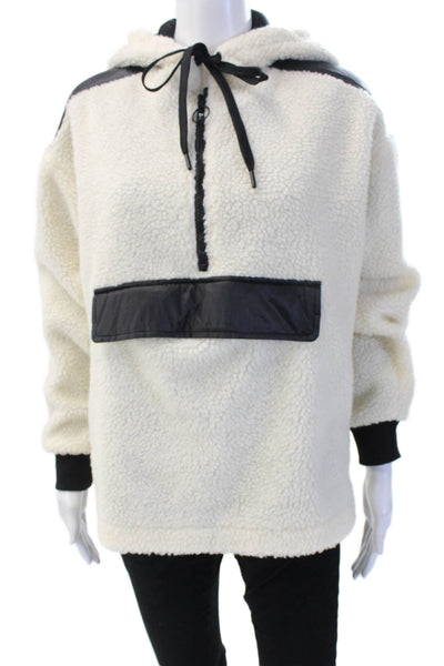 Wesley Womens Pullover Hoodies Drawstring Beige Long Sleeve Polyester Size XS