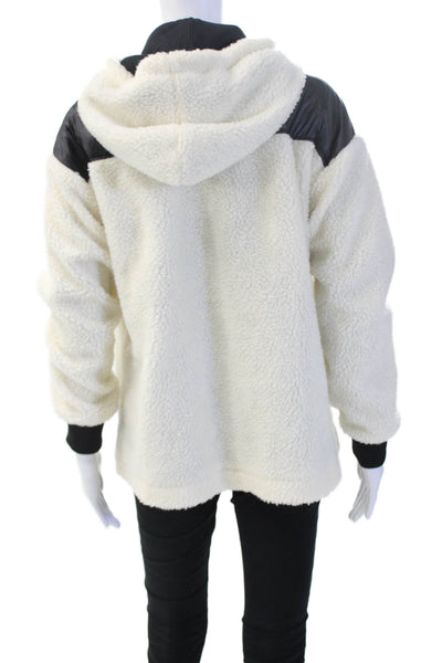 Wesley Womens Pullover Hoodies Drawstring Beige Long Sleeve Polyester Size XS