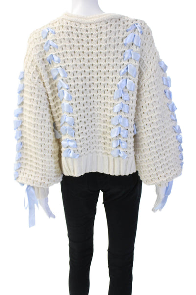 Altar'D State Unisex Beige V-Neck Cardigan 3/4 Sleeve Acrylic Size 2XS
