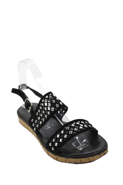 Atelier Womens Suede Cork Platform Slingbacks Sandals Black Size 36 6