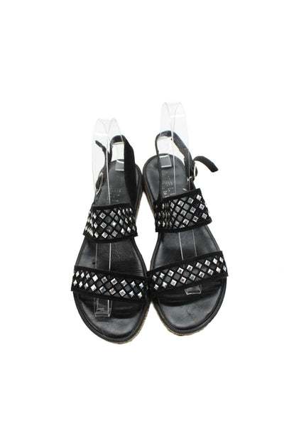 Atelier Womens Suede Cork Platform Slingbacks Sandals Black Size 36 6