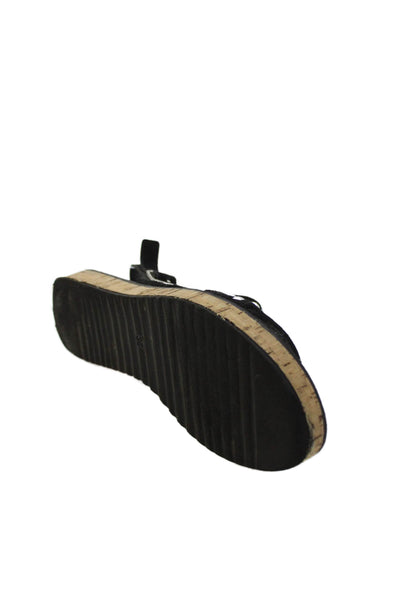 Atelier Womens Suede Cork Platform Slingbacks Sandals Black Size 36 6