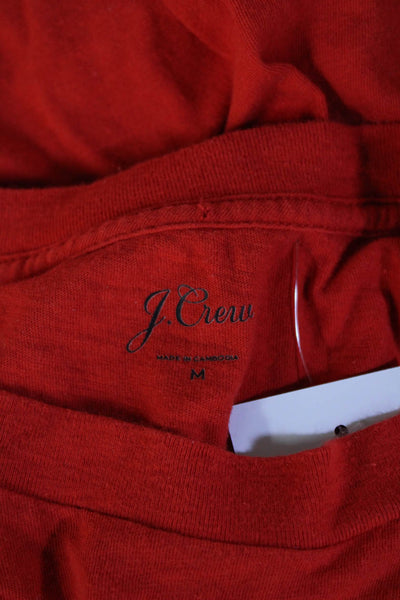 J Crew Women Red Animal Print Crewneck Cotton Tee Short Sleeve Size M