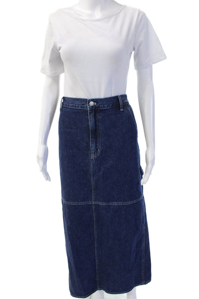 Madewell Women Dark Blue Cotton Maxi Skirt Size 31