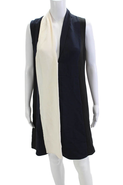 Derek Lam Womens Shift Dress Black V Neck Sleeveless Silk Knee Length Size 6