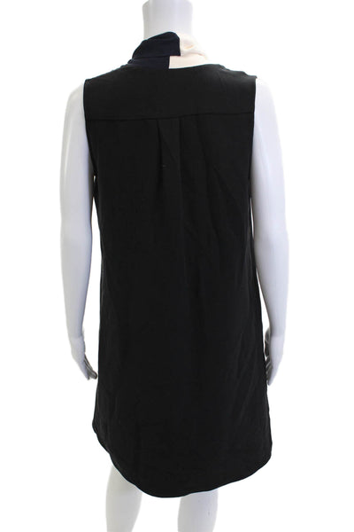 Derek Lam Womens Shift Dress Black V Neck Sleeveless Silk Knee Length Size 6