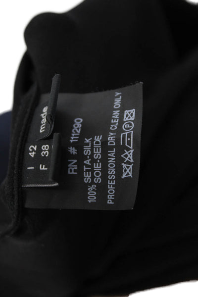 Derek Lam Womens Shift Dress Black V Neck Sleeveless Silk Knee Length Size 6