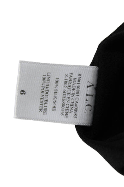 ALC Womens Silk Floral Wrap Mini Dress V-Neck Long Sleeve Black Size 6