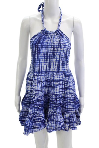 Solid & Striped Women Blue Linen Sleeveless Sundress Short Beach Size XS