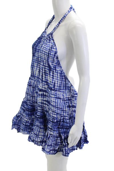Solid & Striped Women Blue Linen Sleeveless Sundress Short Beach Size XS