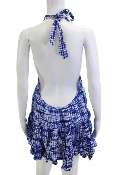 Solid & Striped Women Blue Linen Sleeveless Sundress Short Beach Size XS