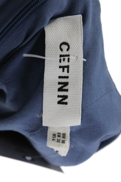 Cefinn Women A-Line Dress Blue Sleeveless Round Neck Tie Waist Size 6