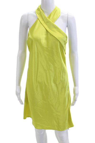 Galvan London Women Slip Dress Yellow Sleeveless Tie Neck Size 8