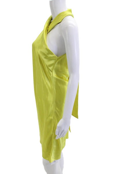 Galvan London Women Slip Dress Yellow Sleeveless Tie Neck Size 8