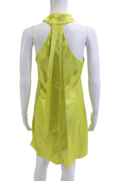 Galvan London Women Slip Dress Yellow Sleeveless Tie Neck Size 8