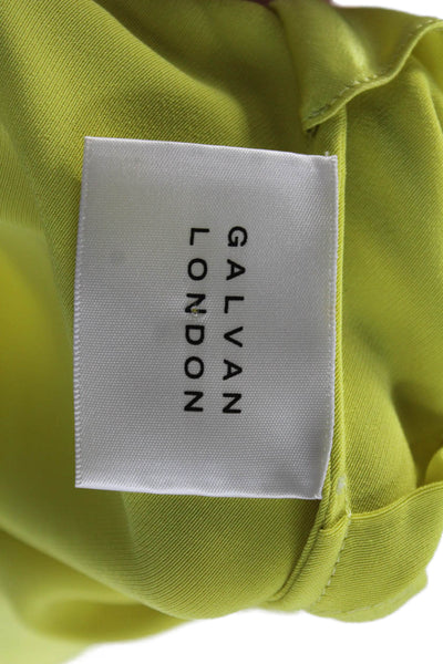Galvan London Women Slip Dress Yellow Sleeveless Tie Neck Size 8