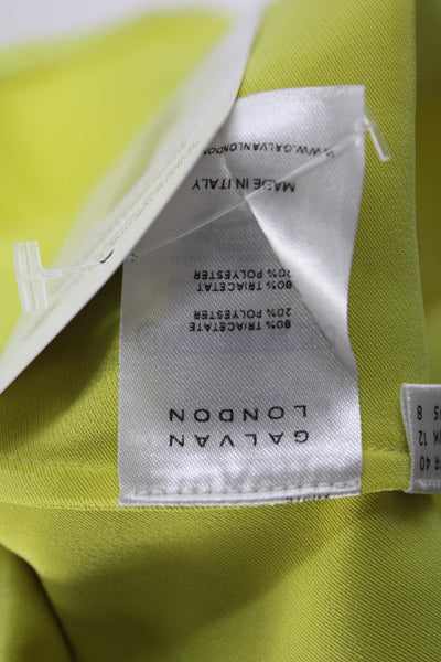 Galvan London Women Slip Dress Yellow Sleeveless Tie Neck Size 8