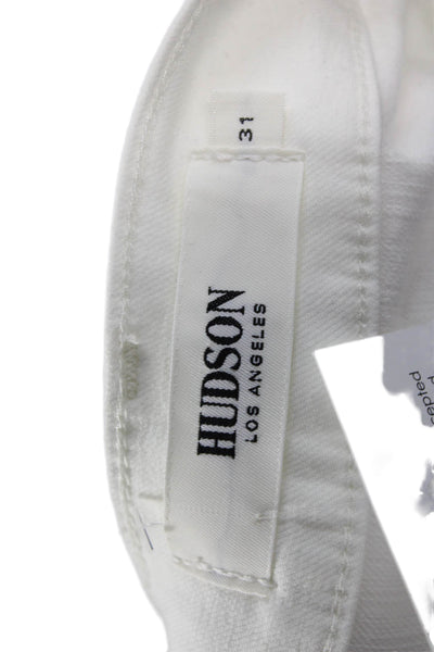 Hudson Womens Cropped White Jeans Mid Rise Button Fly Size 31