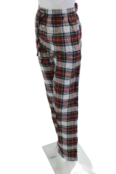 Polo Ralph Lauren Mens Drawstring Straight Plaid Pajama Pants Red White Large