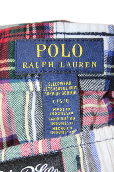 Polo Ralph Lauren Mens Drawstring Straight Plaid Pajama Pants Red White Large
