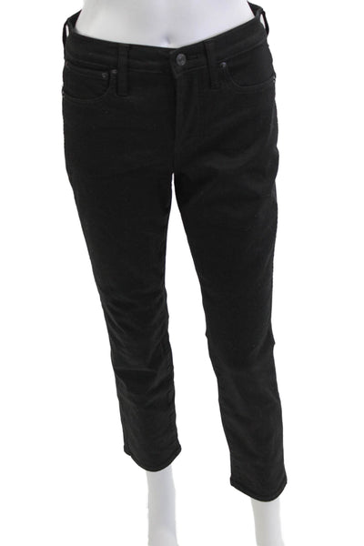 J Crew Women Black Cropped Ankle Pants Mid Rise Button Fly Size 25