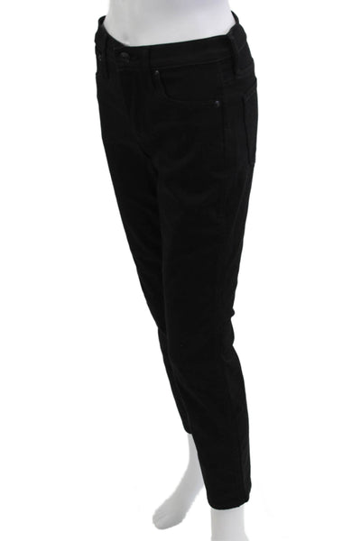 J Crew Women Black Cropped Ankle Pants Mid Rise Button Fly Size 25