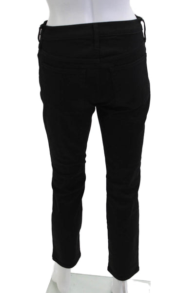 J Crew Women Black Cropped Ankle Pants Mid Rise Button Fly Size 25