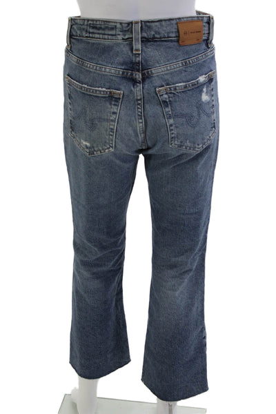 AG Adriano Goldschmied Women Cropped Straight Jeans Blue Button Fly Size 25