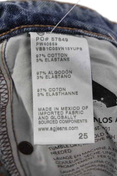 AG Adriano Goldschmied Women Cropped Straight Jeans Blue Button Fly Size 25